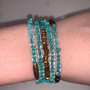 Teal & Copper beaded bracelet set